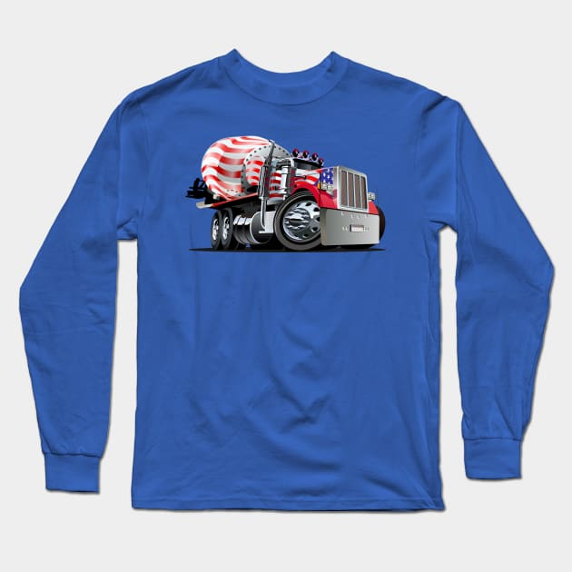 Cartoon Mixer Truck Long Sleeve T-Shirt by Mechanik